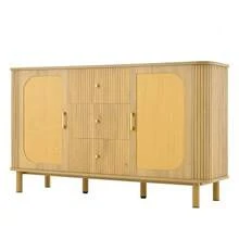 This Modern Sideboard With Drawers, Shelves And Metal Legs In Wood Look Is A Versatile Living Room Furniture Piece And An Absolute Must-Have. - Natural - View 11