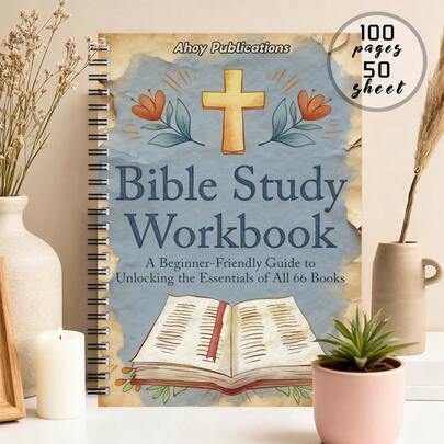A "Bible" Study Notebook With A Gold Floral Cross Cover Design, Intended To Be User-Friendly In Italian And Suitable For English Speakers. This Spiral-Bound Notebook Is Great For Prayer Journals And Guiding Bible Studies.