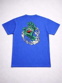 Stonewashed Basic Comfortable T-Shirt For Everyday Wear, Sizes PP To GG, Santa Cruz Mão Zumbi Art Streetwear Urban Culture Street Fashion Street Graffiti Tagging Skater Skateboard Shirt Blouse Unisex Men's Women's 100% Cotton Top Premium Streetwear New Release Immediate Shipping Various Colors!! Plus Size - 藍色 - 查看 1