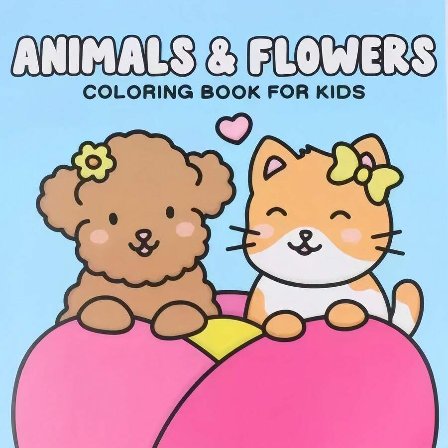 Large Size Coloring Book For Kids - Sold Out | Adorable Puppies, Kittens And Floral Patterns | Thick Outlines Easy To Color | Cultivates Focus And Creativity | Preschool/Home Essential | Perfect Birthday Gift For Babies (Includes A Painting Mat, Which Can Be Purchased Separately.) - Single Piece - View 1