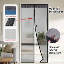 1pc Magnetic Mesh Curtain, Anti-Mosquito Net, Pet Friendly Scratch Resistant, Lace Trim Design, Suitable For Bedroom, Kitchen, Balcony, Etc. - Mesh Lace - View 6