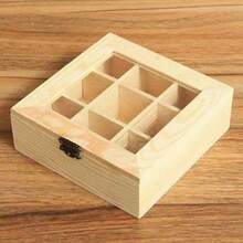 Wooden Tea Bag Jewelry Organizer Chest Storage Box 9 Compartments Tea Box Organizer Wood Sugar Packet Container - Yellow - View 5
