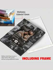 1张可定制音乐海报帆布模板，歌曲照片拼贴画，可作为庆祝礼物、房间装饰、定制墙面艺术、个性化照片、可定制产品，可选配画框 - 彩色 - 查看 4