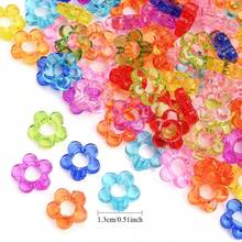 13mm 50/100pcs Akrilik Transparan Berwarna-warni Dua Warna Bunga Pipih 5 Kelopak Lubang Besar, Untuk Kalung Rantai Ponsel Kerajinan Perhiasan Tambahan Membuat Manik-manik Lepas - bunga - View 4
