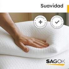 SAGOK Almohada De Memory Foam Triturado Ultra Suave Cojin Ajustable con Funda Exterior Antibacterial Transpirable Almohada Comoda Confortable Super Comoda 40 X 55 cm 1 Pieza - Blanco - Ver 3