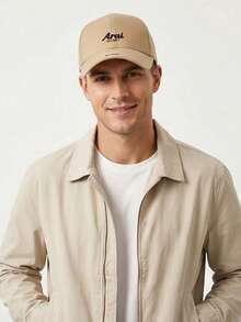 1顶中年男士刺绣字母休闲户外老爹帽，可调节后扣棒球帽 - A - 查看 2