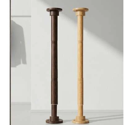 متعدد الوظائف قابل للتلسكوب، بدون حاجة إلى ثقب، سهل التركيب - ستائر، دعم خزانة، رف تجفيف، اكسسوارات حمام، ديكور بلون جوز داكن جميل للمنزل