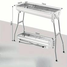 Barbecue pieghevole in acciaio inox per il giardino - 73*33,5*70 cm barbecue portatile e pieghevole - in acciaio inox - argento - Visualizzare 1
