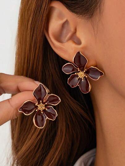 1 par de pendientes elegantes con diseño retro de flores, joyería de moda para mujer, uso diario, regalos para fiestas