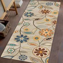 1pc Vintage Floral Flannel Long Runner Rug, Farmhouse Style Hallway Bedside Carpet, Machine Washable, Soft Polyester Fiber, Rectangular Design, Suitable For Wedding, Holiday, Ceremony, Prayer, Fresh Natural Romantic Wedding Carpet, Durable Anti-Slip Lightweight And Comfortable, Hallway Decor Gift - Multicolor - View 15