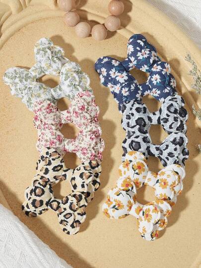 Bộ 10 chiếc kẹp tóc bằng vải thoáng khí in họa tiết hoa lá và hướng dương phong cách đồng quê, kiểu dáng cổ điển, thích hợp làm quà tặng sinh nhật và ngày lễ.