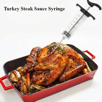 2pcs Stainless Steel Multi-Function Turkey Marinade Injector, Seasoning Tool For Cooking & Grilling, Not For Medical Use