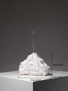Mini Floral Handbag, Elegant Ladies Purse Suitable For Evening Gowns, Galas, Weddings, Parties - White - View 8