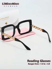 LiMiaoMiao 1 pezzo Occhiali da lettura rettangolari vintage unisex, multicolore, lenti trasparenti, occhiali da computer/lettura, ingrandimento da +1,0 a +4,0, con custodia e panno, adatti come regalo per le vacanze - trasparente - Visualizzare 8