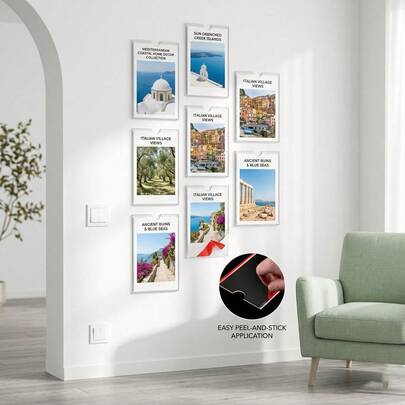 Khung ảnh acrylic treo tường kích thước 5 x 3.5 inch, khung ảnh nhựa trong suốt có khe cắm phía trên dễ dàng lắp đặt, không cần khoan, khung trưng bày ảnh treo tường kèm băng dính cho nhà, văn phòng, cửa hàng, nhà hàng.