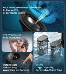 Travel Ear Cleaner, Electric Ear Cleaner: Manual Rinsing System With Waste Water Collection And 4 Cleaning Modes-An Effective Ear Irrigation System Including 8 Ear Tips - Xem 3