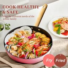 2026 Hot Fashion Cook N Home 12-Piece Nonstick Cookware Set, Induction-Compatible Marble Pink Kitchen Cooking Set, Durable Nonstick Coating, All-Stove Compatible, Daily Household Cooking & Seasonal Gifting - Pink - View 3