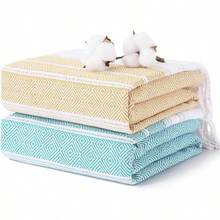 2 Packs Turkish Beach Towels Quick Dry Sand Oversized Bath Pool Swim Towel Large XL Big Blanket Adult Travel Essentials Cruise Accessories Must Haves Vacation Stuff - Mù tạt Nile dày hơn - Xem 12