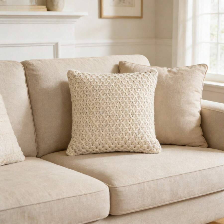 Mainstays Honeycomb Ivory Throw Pillow, 18" X 18" (1 Count) - 1 - 查看 1