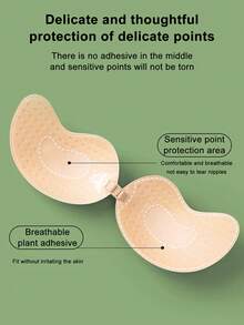 1 Pair Strapless Silicone Adhesive Bra Cups, Invisible Cleavage Enhancing Bra Tape For Backless Dresses, Suitable For Prom, Party, Wedding, Breathable And Reusable - Apricot - View 11