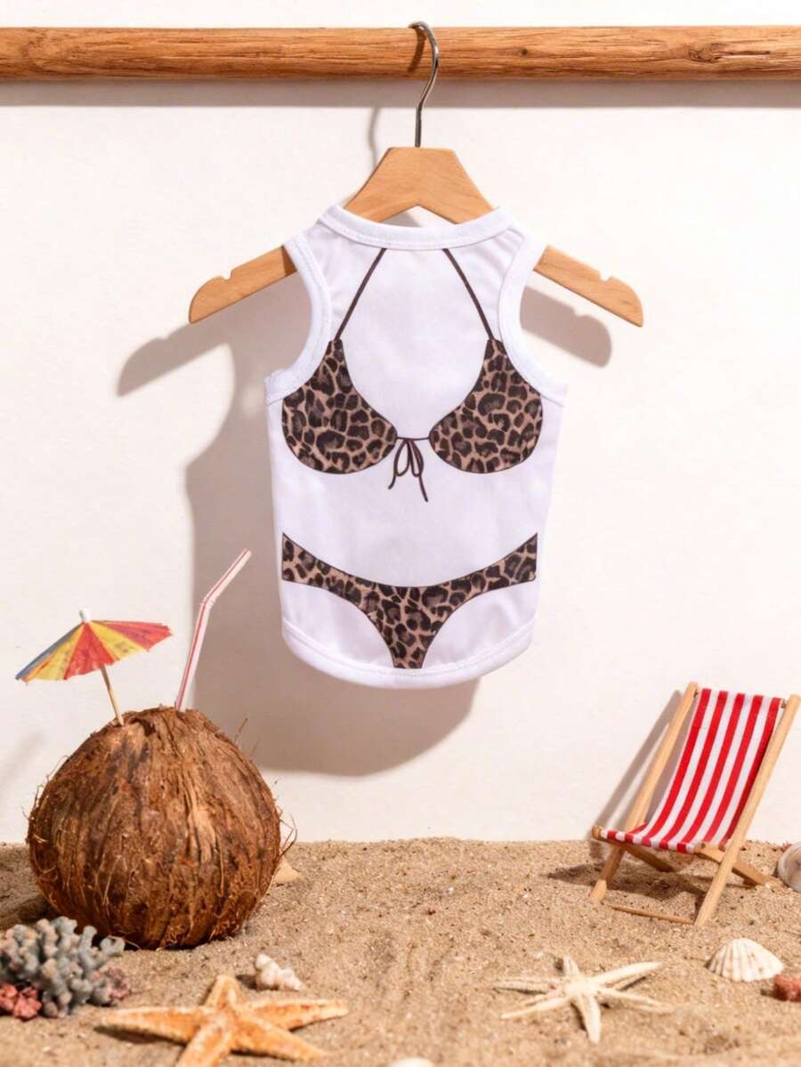 LUCKIE PAW 1 pieza Chaleco para mascotas con estampado de leopardo y patrón divertido, físicamente antiácaros, reduce la pérdida de pelo, aislante y transpirable, adecuado para mascotas pequeñas y grandes tanto en interiores como en exteriores - Multicolor - Ver 1