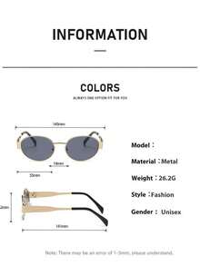 1 Pair Retro Bohemian Style Metal Oval Unisex Fashion Glasses, High-End Streetwear Decorative Eyewear - 1pcs Grey - View 4