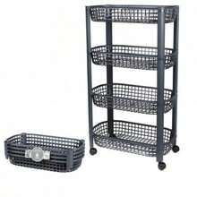 Liberty - 4 Tier Trolley 46.5X26XH78.8CM Midnight Blue Organiser Racks Kitchen Plastic Room Set Smooth - Midnight Blue - View 1