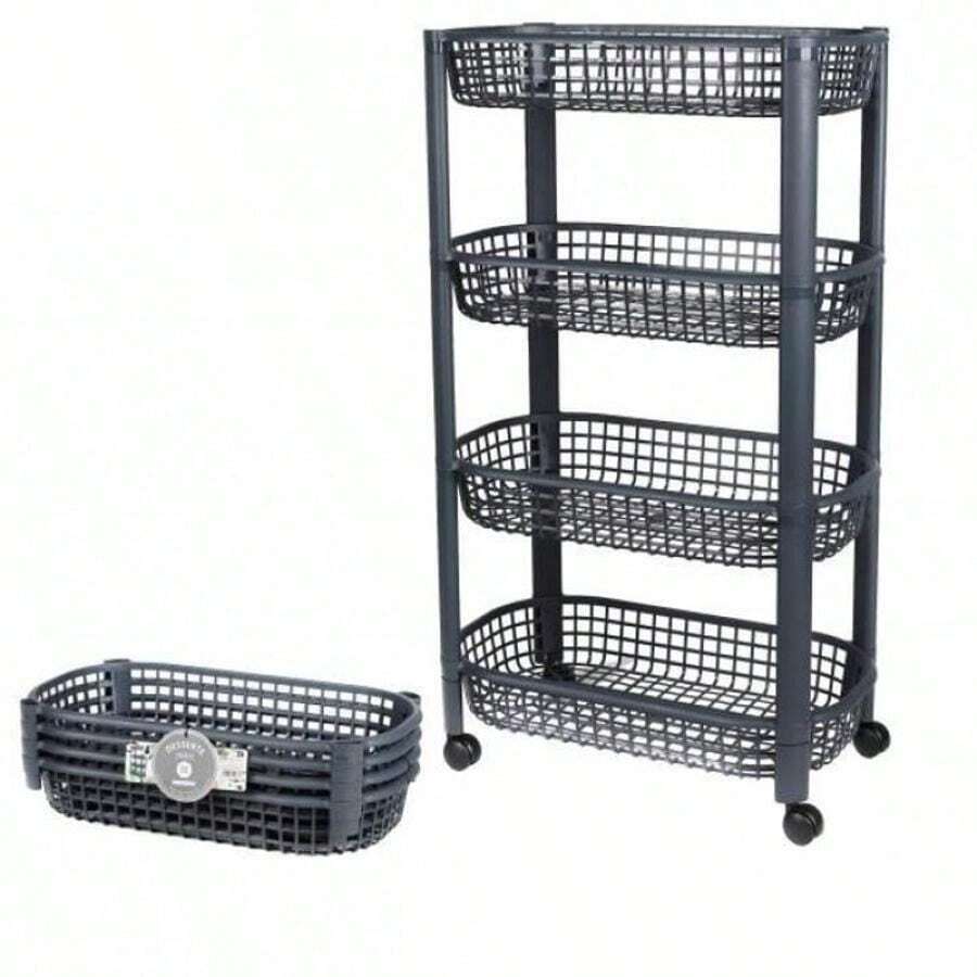 Liberty - 4 Tier Trolley 46.5X26XH78.8CM Midnight Blue Organiser Racks Kitchen Plastic Room Set Smooth - Midnight Blue - View 1