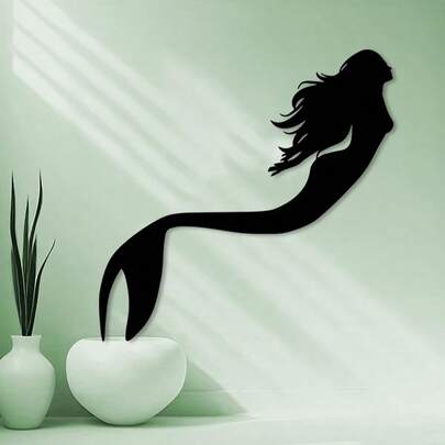 1pc Bohemian Style Mermaid Wall Decor - Acrylic Mermaid Sculpture Art Piece, Suitable For Living Room, Bedroom, Bathroom Decoration - Ideal Gift For Art Lovers, Mother's Day, Elegant Mermaid Tail Statue