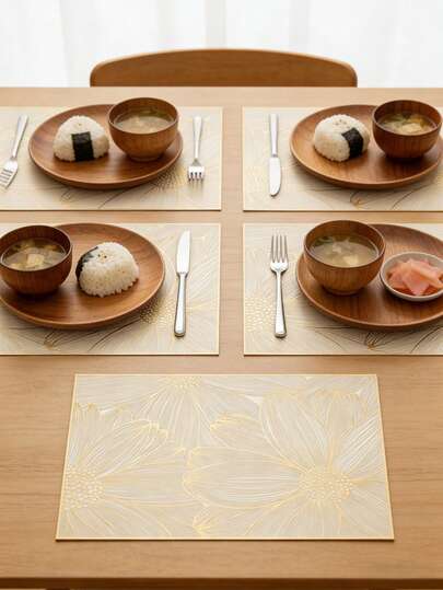 1件装多色花卉餐垫，高档PVC材质，长方形装饰隔热垫，防滑易清洁，适用于厨房、餐厅、派对、日常使用、婚礼、节日、生日、送礼、晚餐、户外、野餐等多种场合。