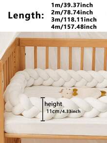 AIBOYING 1件装三股白色婴儿床围，手工编织球结软垫婴儿床围栏 - 彩色 - 查看 4