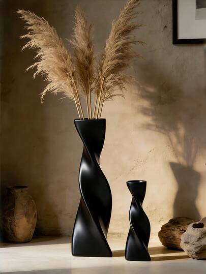 1 pieza Jarrón geométrico retorcido, un jarrón giratorio geométrico simple pero creativo, adecuado para decoración del hogar, sala de estar, mesa y entrada.