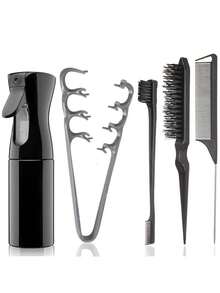 WANMEI 5-In-1 Styling Tool Set, All-In-One Hairstyle Tool Kit, Fine Mist Spray Bottle, Hair Comb, Edge Brush, Tail Comb, Portable Hairstyle Tool Suitable For All Hair Types - Multicolor - View 9