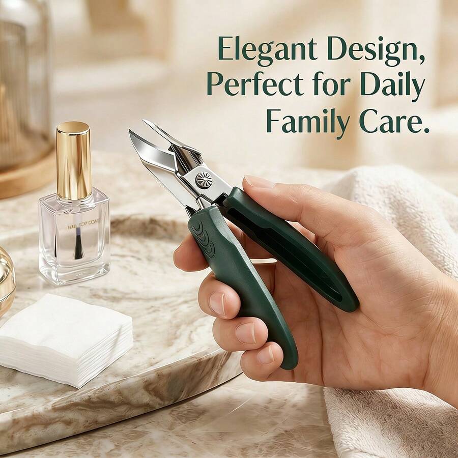 Cortaúñas angulado ultra afilado, herramienta de manicura profesional, cortaúñas duradero, recorta fácilmente uñas gruesas y duras, diseño de mango antideslizante, adecuado para personas de mediana edad y mayores (con funda protectora) - Plateado - Ver 1