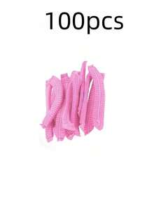 50个一次性无纺布无菌帽，适用于睫毛嫁接、化妆网、SPA沙龙、浴室用品和美容防尘帽 - 粉色 - 查看 11