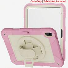 Ốp lưng tương thích với iPad thế hệ thứ 6/5 (9.7 inch, 2018/2017), chân đế xoay 360°, dây đeo cổ tay, chống sốc. Tương thích với iPad Air 2, 10/11 A16, 10.9/11 inch, A11 Plus/A9+/A9 Plus, chống rơi và chống sốc. - Hồng + trắng ngà - Xem 10