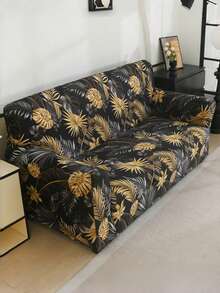 1pc Printed Stretch Sofa Cover, Suitable For All Seasons, Protects Living Room Sofa And Home Decor - Gold - View 11