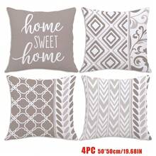 4 件装波西米亚几何花卉印花抱枕套【不含枕芯】，尺寸：17.7*17.7 英寸（45*45 厘米）/19.69*19.69 英寸（50*50 厘米）/15.75*15.75 英寸（40*40 厘米），【单面印花】，涤纶材质，“家，甜蜜的家”字母沙发靠垫套，家居装饰，卧室装饰，适用于沙发、客厅、卧室、汽车、办公室、酒店、Airbnb 等场所，是馈赠亲朋好友的完美礼物。 - 彩色 - 查看 14
