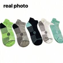 5 pares de calcetines delgados para tobillos de hombre, calcetines deportivos casuales transpirables y que absorben la humedad, versátiles - Multicolor - Ver 6