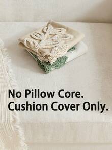 1pc Modern Minimalist Green Leaf Embroidered Velvet Throw Pillow Cover, Fresh Botanical Decor Cushion Case For Indoor, Suitable For All Seasons, Pillow Insert Not Included - Green - View 3
