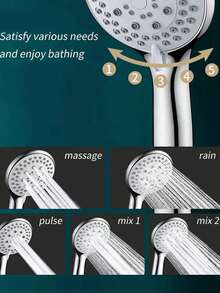 Bộ vòi sen cầm tay | 5 chế độ phun áp lực cao, ống mềm dài 1,5 mét, chế độ mưa và massage có thể điều chỉnh, thích hợp sử dụng trong phòng tắm gia đình, cho người lớn, thú cưng và vệ sinh hàng ngày. Chỉ sử dụng để tắm. - Nhiều màu - Xem 10