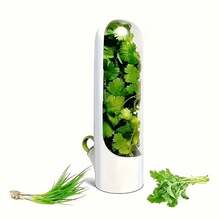 SOKANY 冰箱用透明蔬菜與香草保鮮盒，塑膠材質，無需電池，加水可保鮮 3-5 天，適用於香菜、蘆筍、小黃瓜、紅蘿蔔等，必備廚房小工具 - 均碼 - 查看 9