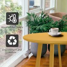Mesa auxiliar para exteriores resistente a la intemperie mesa auxiliar de acero de metal impermeable para jardín balcón patio color - Amarillo - Ver 5