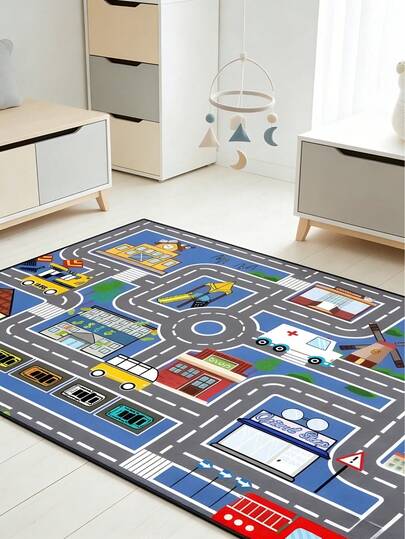 1pc Modern City Traffic Design Carpet, Cute Decorative Floor Mat, Decorative Rug, Cute Play Mat, Decorative Carpet, Bedroom Decor, Small Rug, Carpet, Home Decor, Outdoor Rug, Washable Carpet, Graduation Gift
