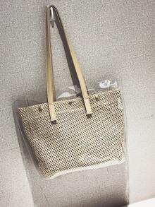 New Straw Woven Handbag For Women, Fashion Minimalist Versatile Shoulder Tote Bag, Large Capacity - Khaki - View 8