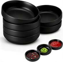 Set di 6 ciotoline nere per salse, 8,7 x 2,5 cm, ciotoline piccole per salsa di soia, ciotoline rotonde per sushi, snack, spezie, salse, ecc. - nero - Visualizzare 7