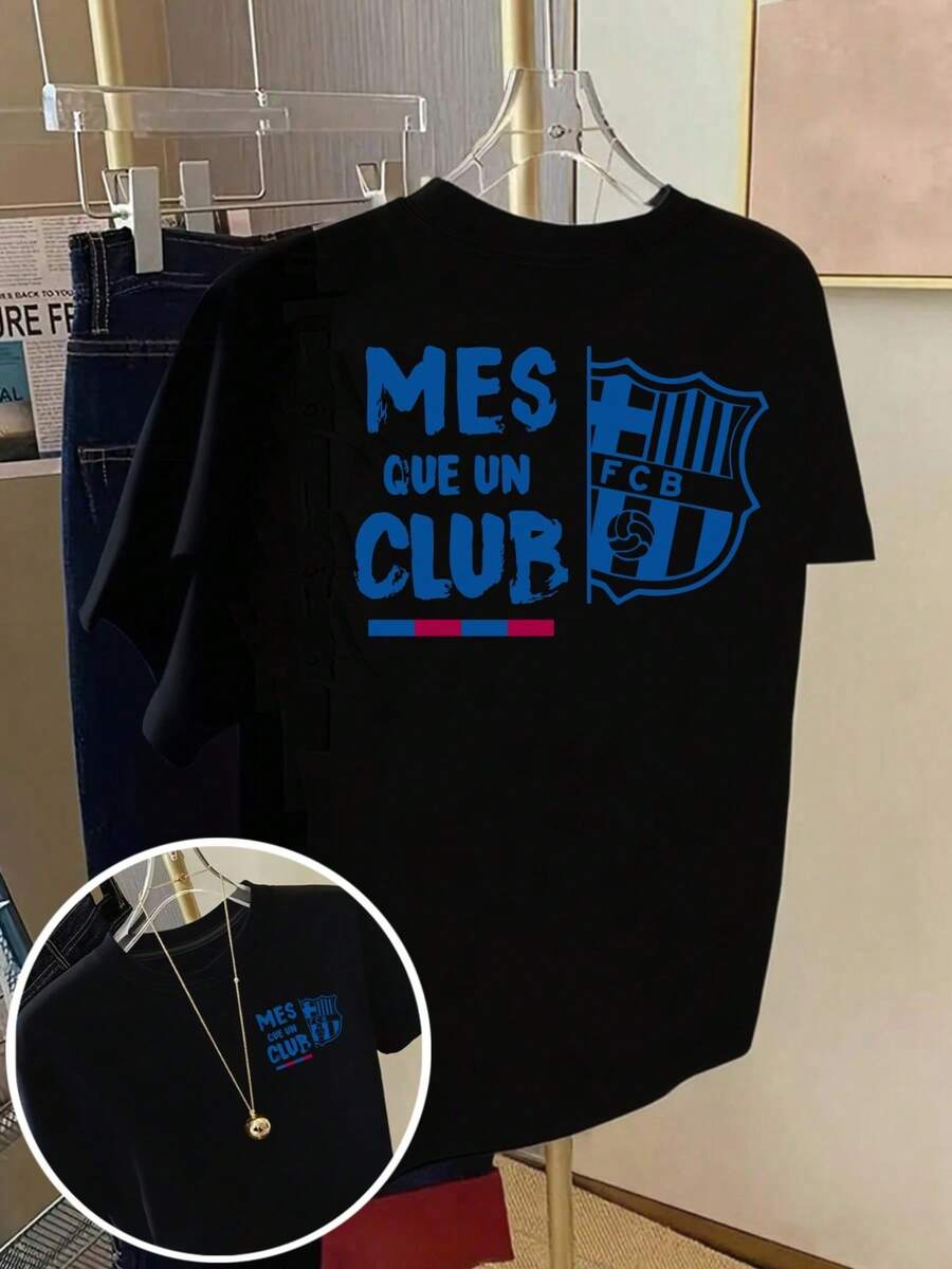 top da donna, top estiviMaglietta da donna FCB con logo e stampa - Colori ufficiali della squadra (e rosso) - Maglietta casual a maniche corte con scollo rotondo - Abbigliamento per tifosi per tutte le stagioni - Abbigliamento casual, magliette da donnaMaglietta in cotone, outfit estivo da donna - nero - Visualizzare 1