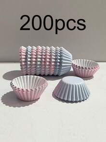 100 piezas/200 piezas/500 piezas/1000 piezas Moldes para mini cupcakes, tazas de hornear con patrón degradado antiadherente, tazas para muffins de 0.98 pulgadas de diámetro, aptas para muffins, pasteles y tartas pequeñas - Ver 13