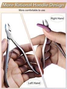 ANDVICTORY 1pc Stainless Steel Cuticle Nipper, 2/1 Jaw, Home Pedicure Tool, Practical Nail Clipper, Callus Remover, Sharp Manicure Care Tool - Multicolor - View 3