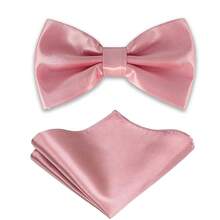 Men's Solid Color Pre-Tied Bow Tie And Pocket Square Set, Casual Men's Necktie - Multicolor - View 22